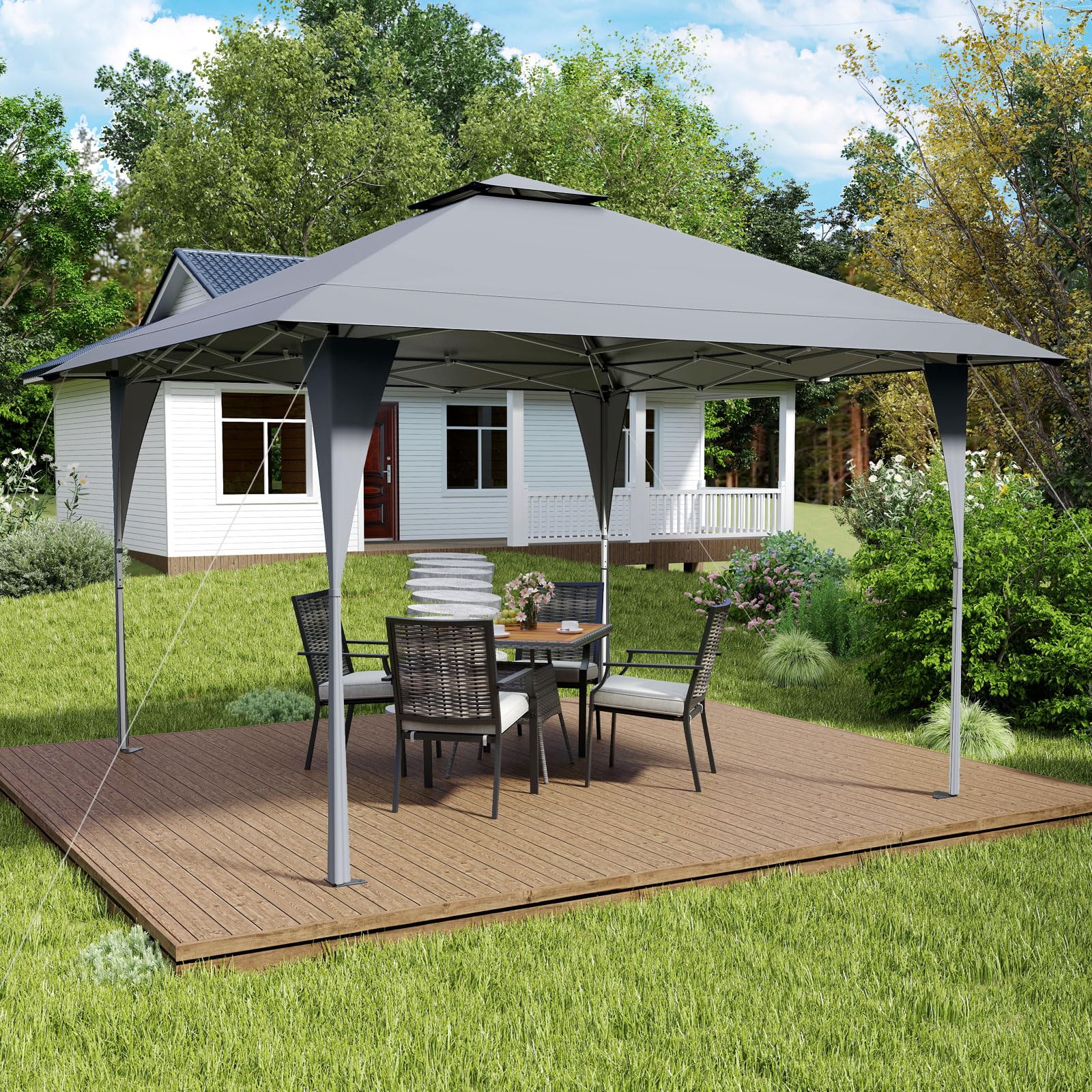 Tangkula 13x13 FT Pop Up Gazebo UPF50+ Outdoor Sunshade Shelter